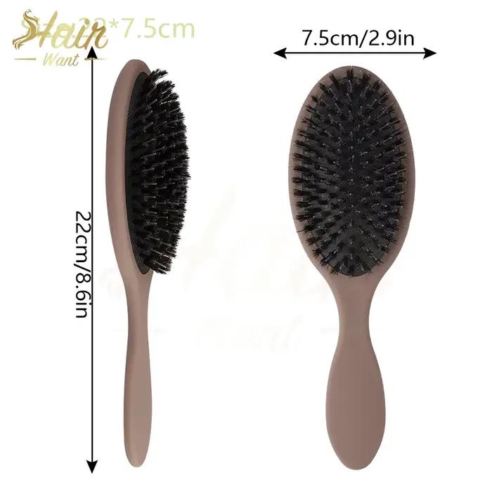 Brosse démêlante pour extensions de cheveux en poils de sanglier avec dents en nylon