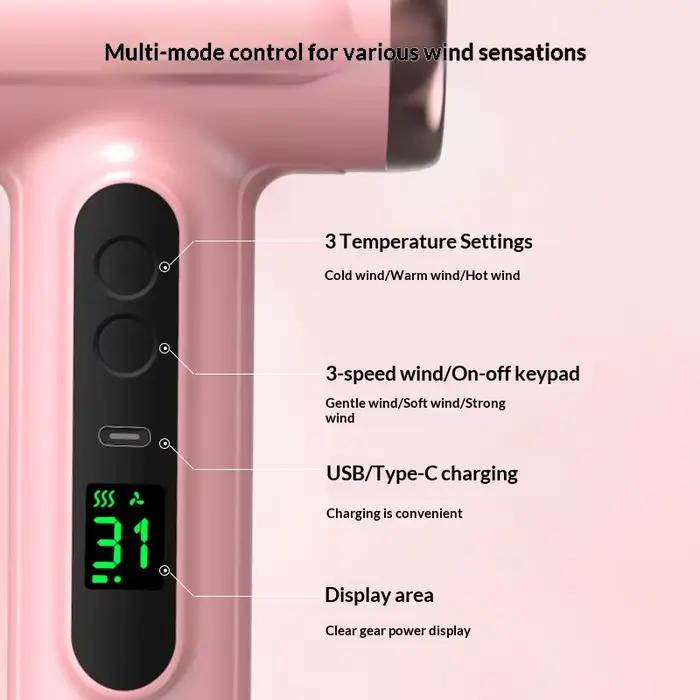 Sèche-cheveux sans fil rechargeable par USB portable pour dortoirs