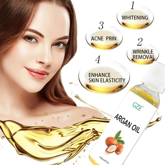 GZE Huile d'argan marocaine biologique Hydratant pur pressé à froid vierge de qualité supérieure pour peau sèche