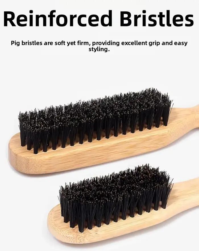 Brosse à cheveux en poils de sanglier pour queue de cheval lisse, chignon élégant et lissage des baby hairs, des mèches rebelles et de la finition des bords - Pour backcombing et coiffage à la brosse