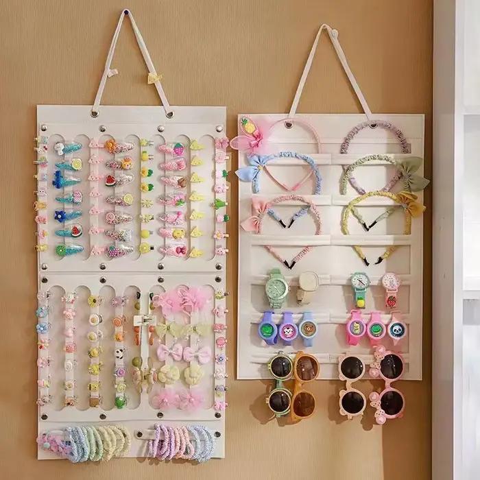 Organisateur mural pour accessoires capillaires, support de rangement pour nœuds, pinces, élastiques et lunettes, décoration de chambre