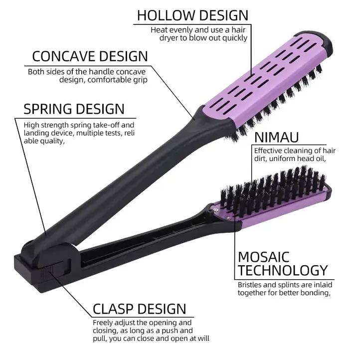 Brosse professionnelle à lisser et à friser les cheveux en forme de V