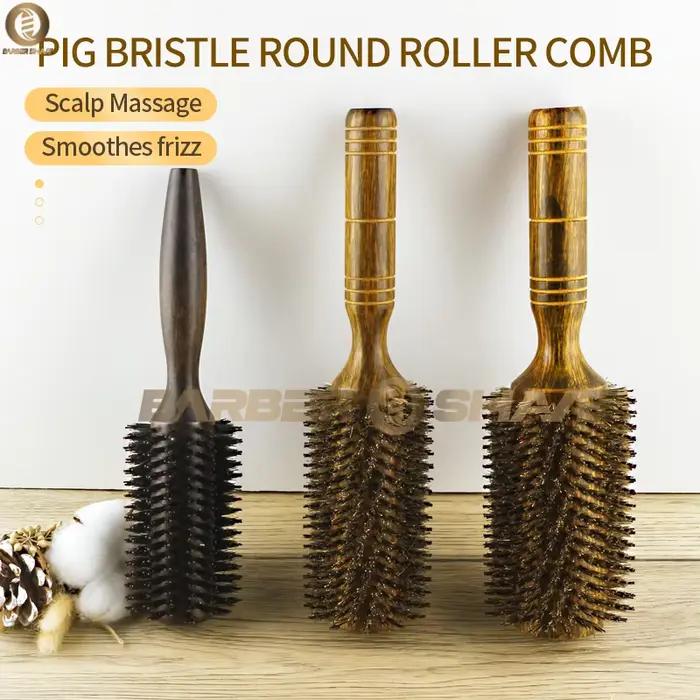 Brosse à cheveux ronde professionnelle en poils de sanglier pour femmes et hommes