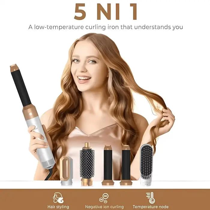 Peigne multifonctionnel 5-en-1 pour boucler et lisser les cheveux