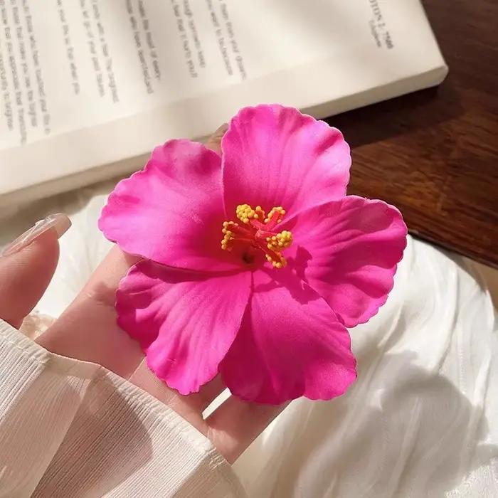 Pince à cheveux en forme d'hibiscus artificiel pour femmes