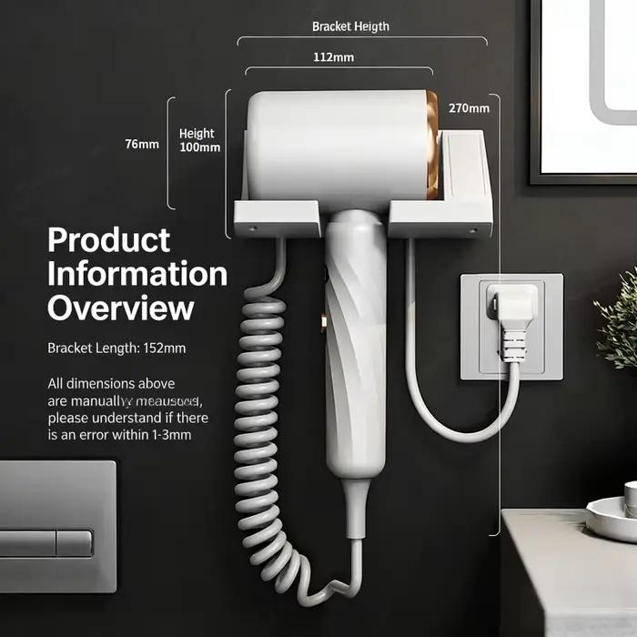 Sèche-cheveux mural 1800W avec affichage LED de la température