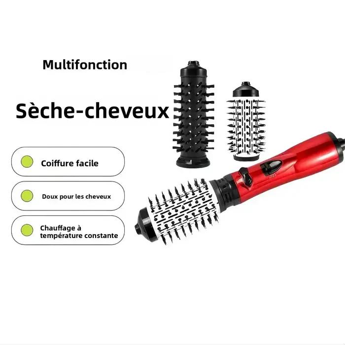Brosse Sèche-Cheveux 2-en-1 : Styler à Air Chaud Rotatif Automatique Anti-Brûlure à Température Constante pour Lissage et Bouclage à Domicile