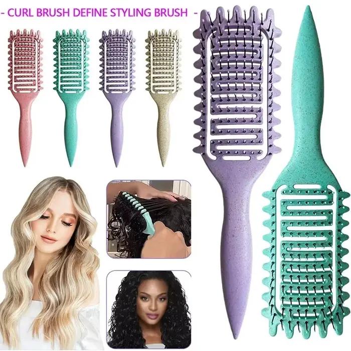 Brosse de coiffure pour cheveux bouclés et humides, brosse démêlante ajourée, peigne pour façonner les boucles, outils de coiffure pour barbier