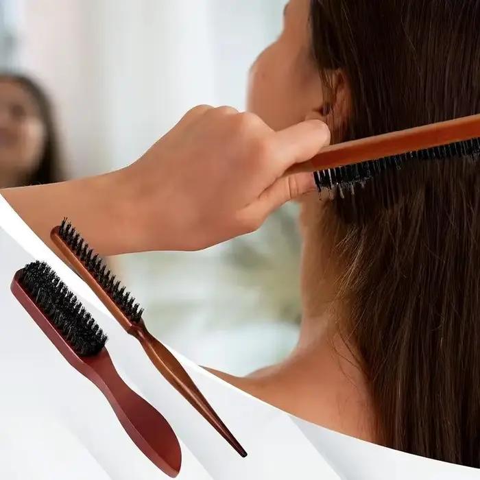 Brosse à cheveux en bois à poils de sanglier