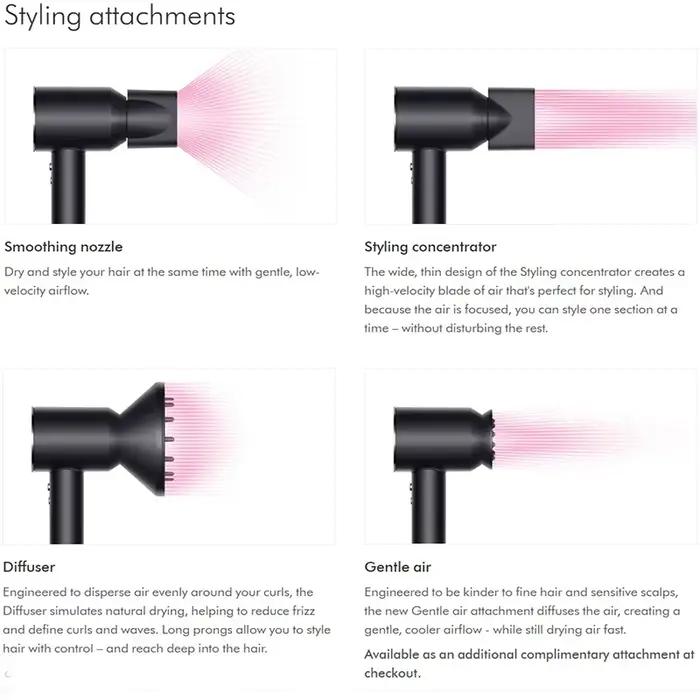 Buse de lissage magnétique/concentateur de coiffure/diffuseur/air doux/flyaway pour sèche-cheveux Dys