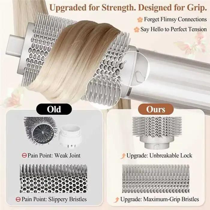 Brosse volumisante ronde longue et améliorée A65T pour accessoire capillaire Shark Flexstyle HD400