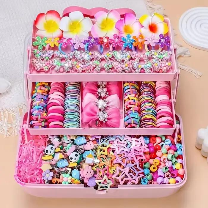 500/551 pièces d'un ensemble d'accessoires pour cheveux pour fille Saint Valentin sur le thème rose. Convient aux occasions festives.