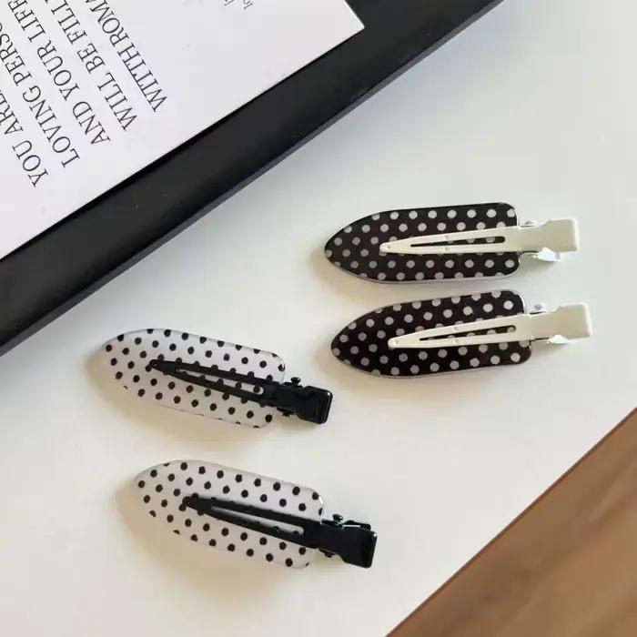 Pinces à cheveux Vintage à pois noirs et blancs