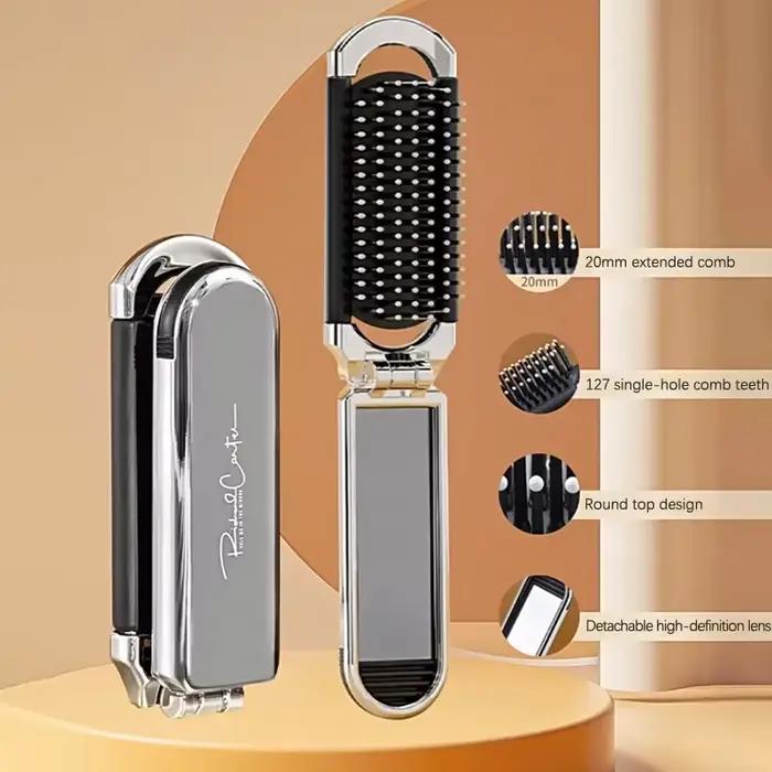 Peigne à cheveux pliable avec miroir