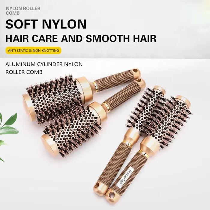 Brosse à cheveux à baril thermique ionique pour femmes