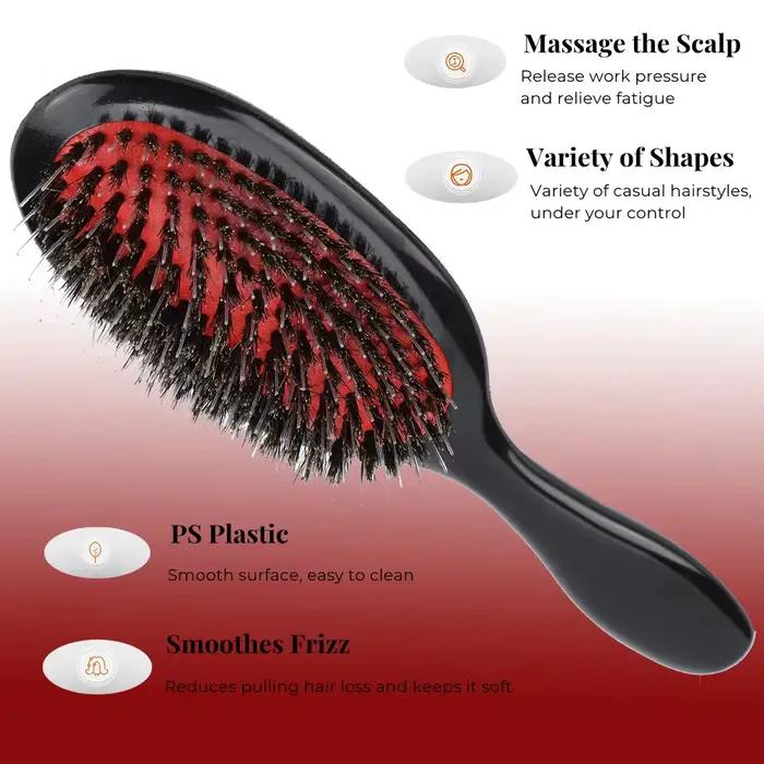 Brosse à cheveux en poils de sanglier avec manche en bois