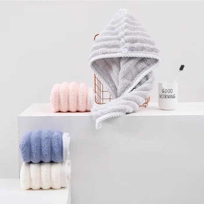 Bonnet de cheveux secs en velours bonbon, serviette absorbante épaisse à séchage rapide en velours corail pour femmes, serviette bandeau, serviette pour cheveux secs