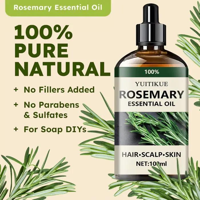 YUITIKUE Huile essentielle de romarin pur 100 % 10 ml - Pour la croissance des cheveux