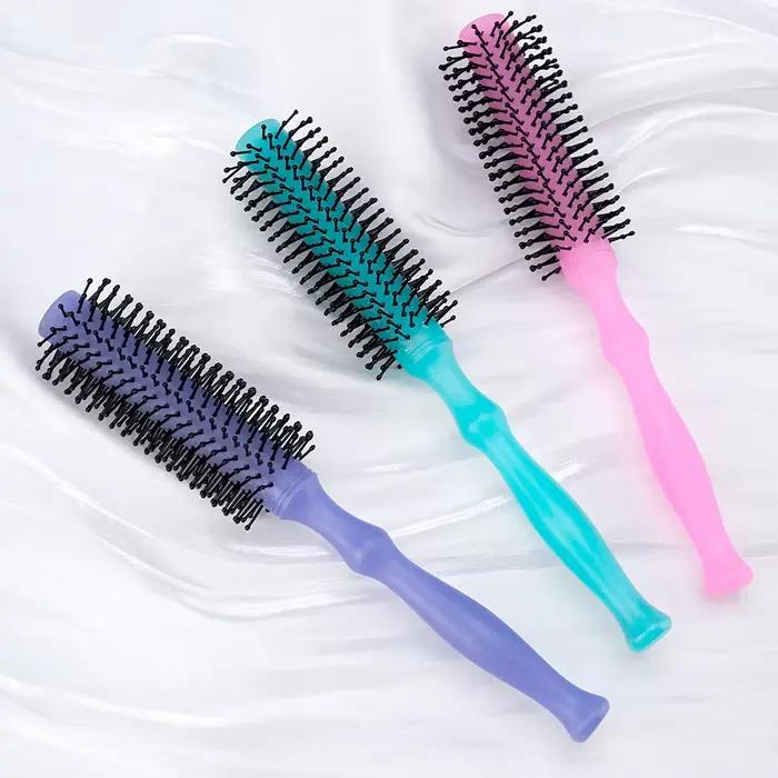 Brosse de coiffage ergonomique à poignée ronde - Design cylindrique incurvé