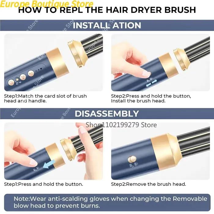 Sèche-cheveux 7 en 1, brosse sans balais