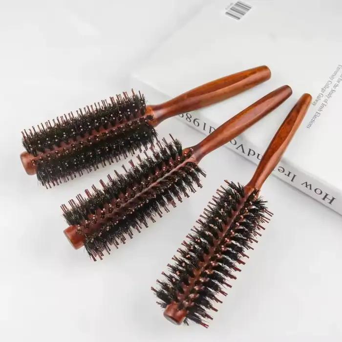 Brosse à cheveux bouclée en poils de sanglier pour femmes