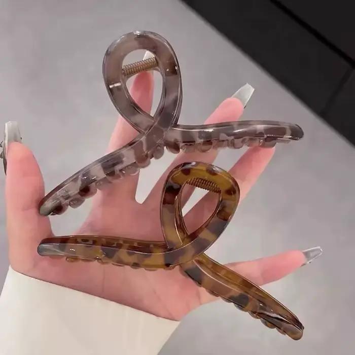 Accessoires de cheveux à grande pince de haute qualité imprimé léopard rétro pour femmes