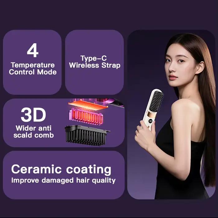 Nouvelle brosse lissante portable 4Gears avec écran LED