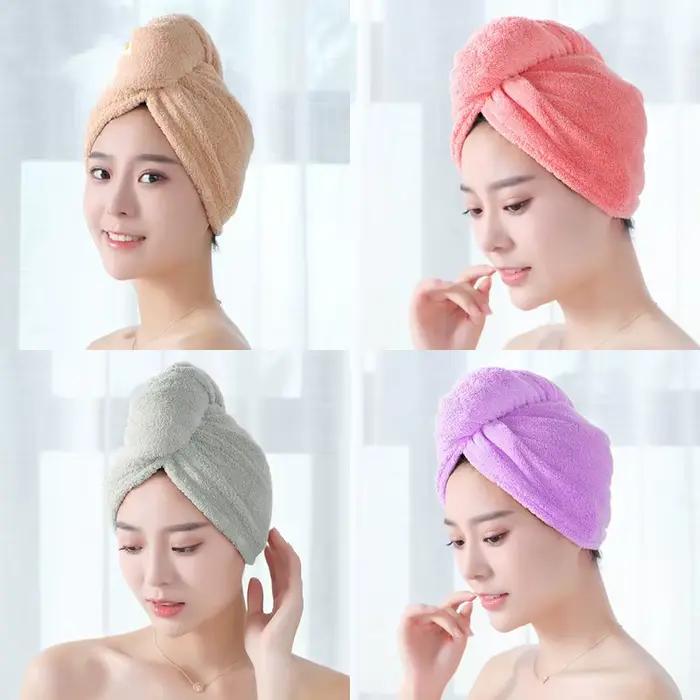 Bonnet de bain en microcarence pour séchage rapide des cheveux pour femme