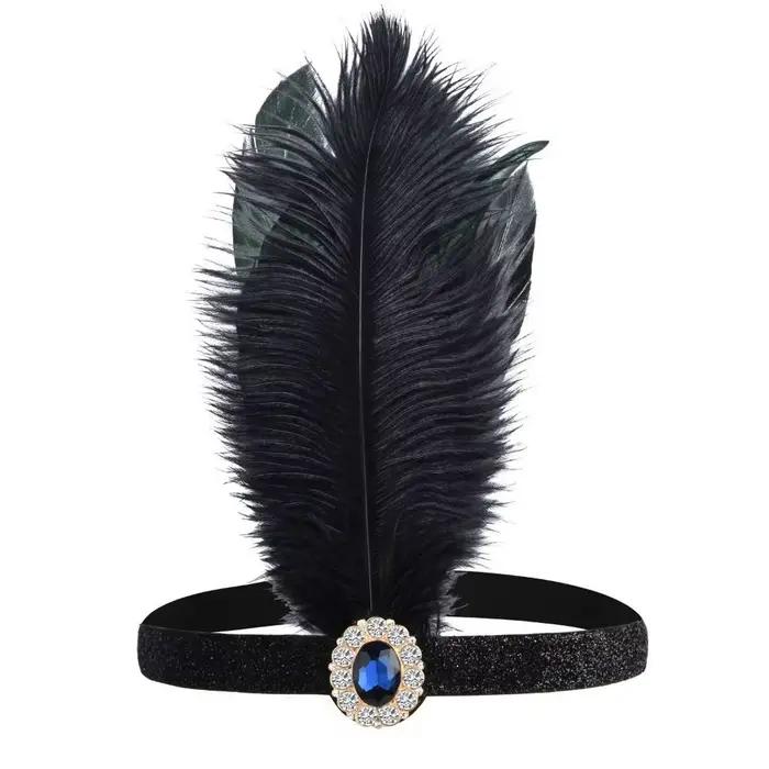 Accessoires pour cheveux : Bandeau noir à plumes