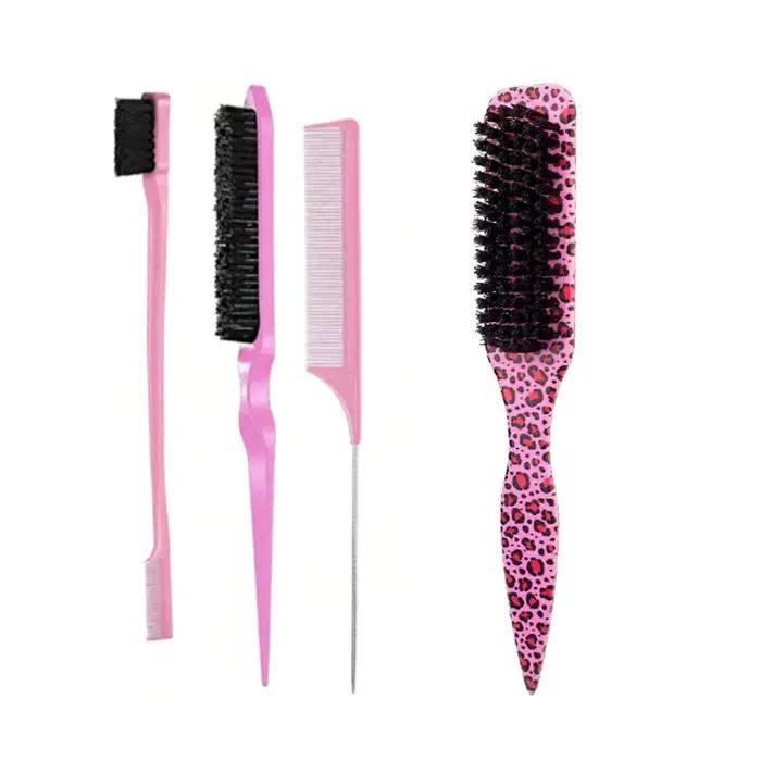 Brosse à cheveux en poils de sanglier pour queue de cheval lisse