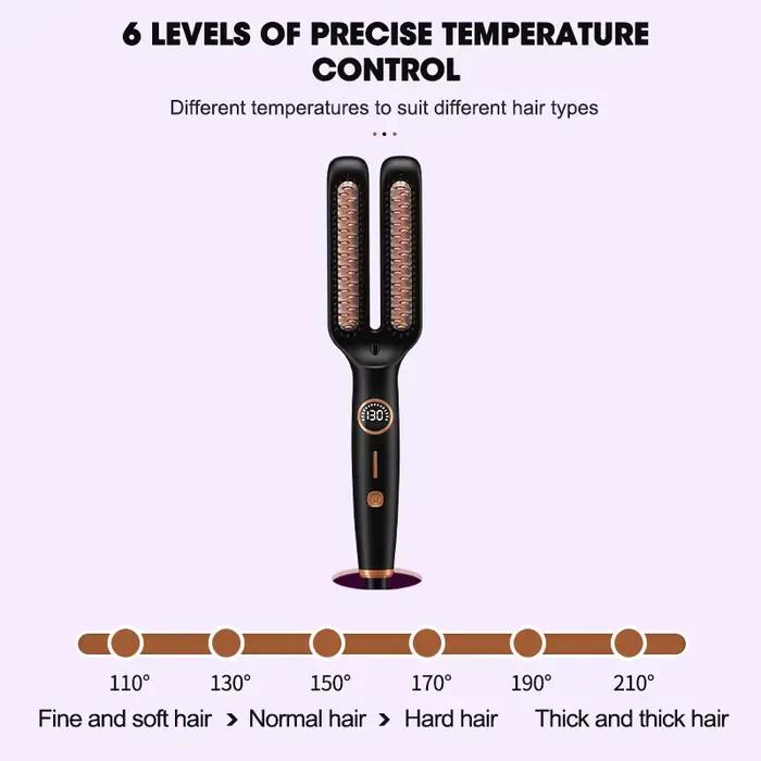 Brosse Lissante Électrique Chauffante Tout-en-un – Fer Plat Anti-Frisottis pour Cheveux Lisses – Peigne Lisseur