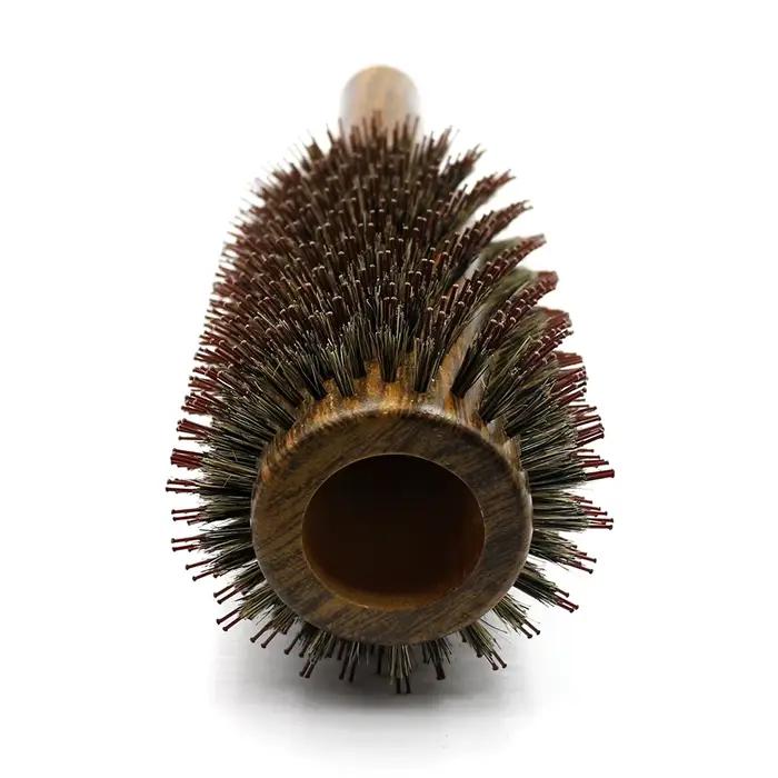 Brosse ronde professionnelle en bois de poils de sanglier pour cheveux longs et bouclés