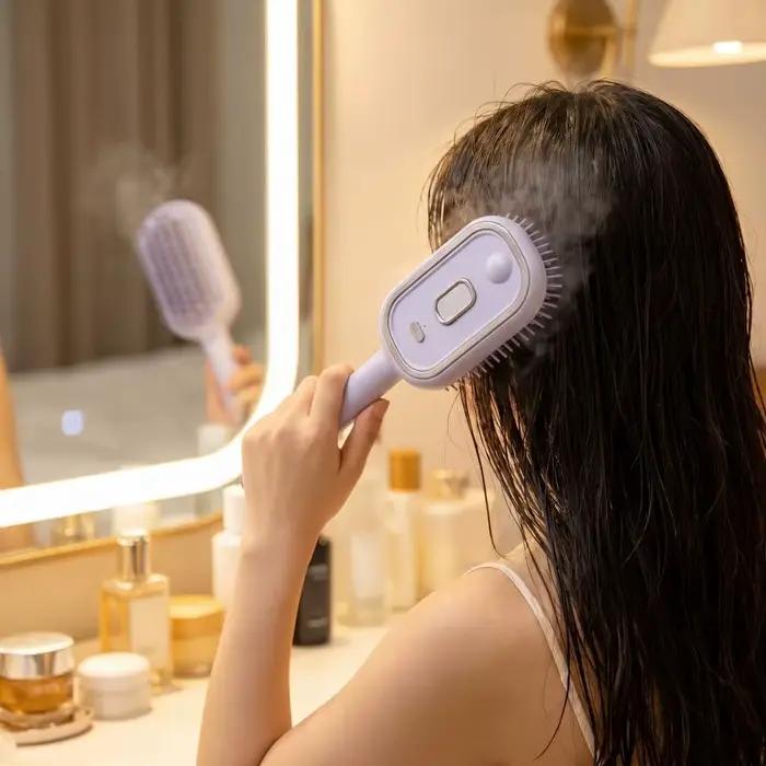 Brosse démêlante électrique 2-en-1 avec pulvérisation d'eau