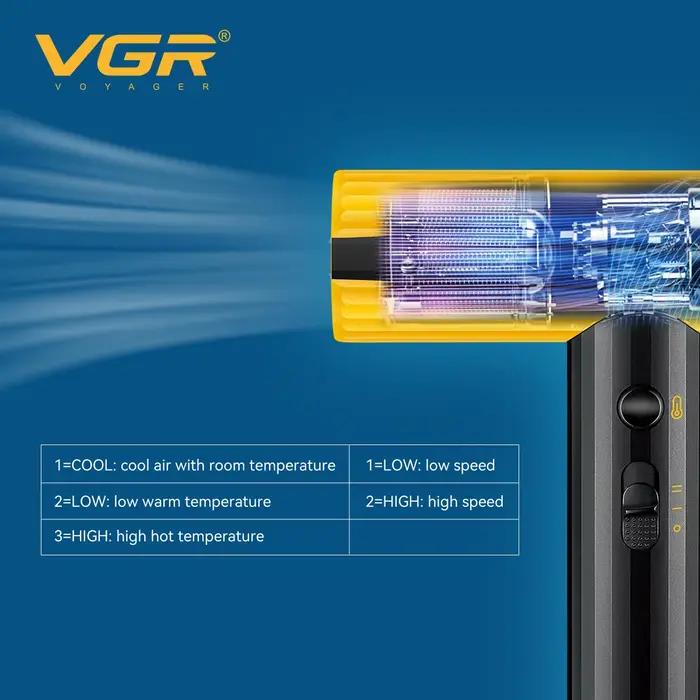 VGR Sèche-cheveux Professionnel Souffleur d'air Moteur sans balais 110 000 tr/min