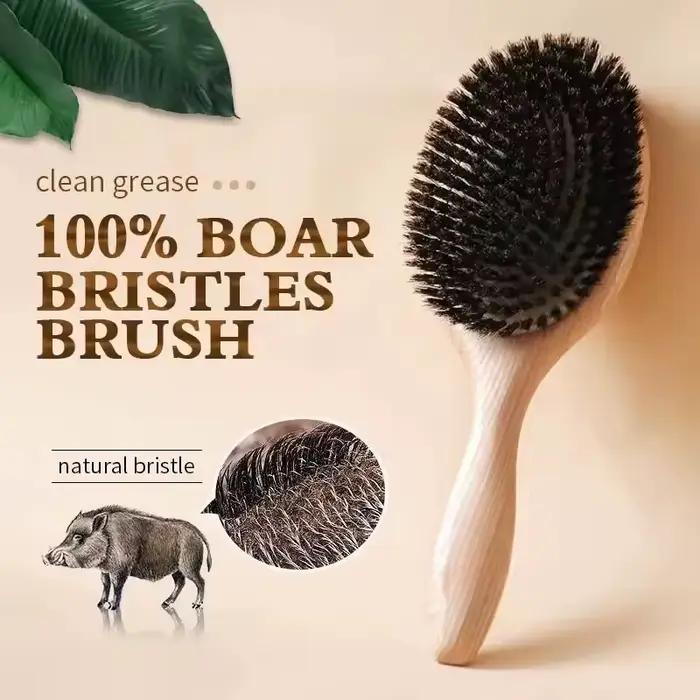 Brosse à cheveux en poils de sanglier doux