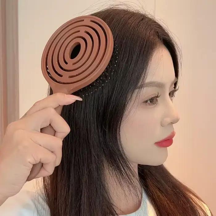 Brosse à cheveux démêlante ronde en poils de sanglier