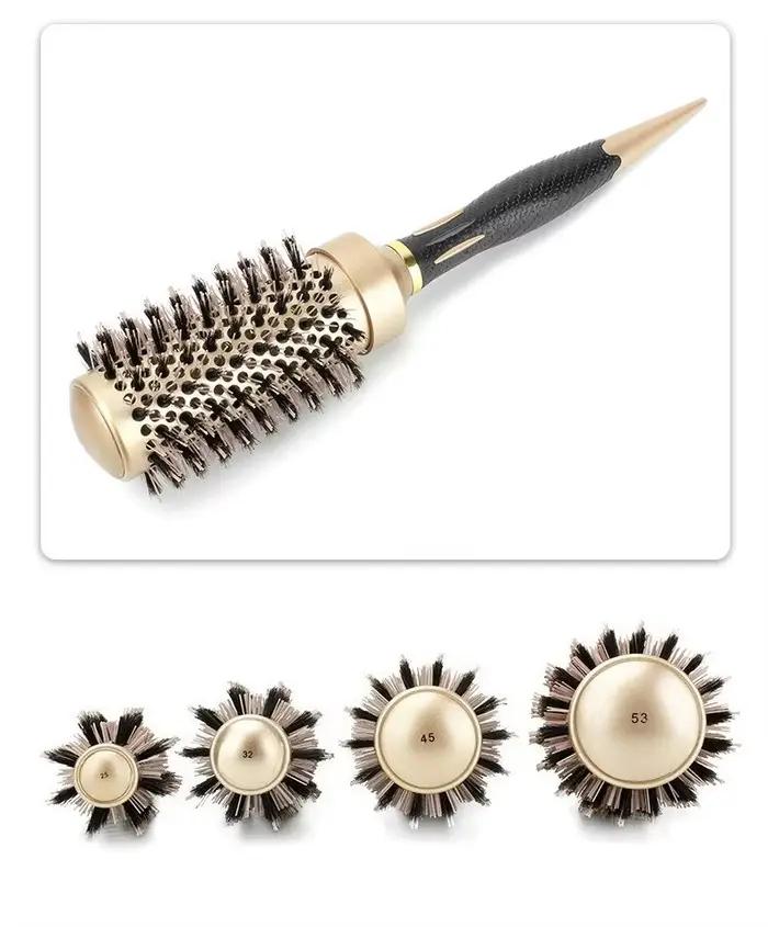 Brosse à cheveux ronde en poils de sanglier