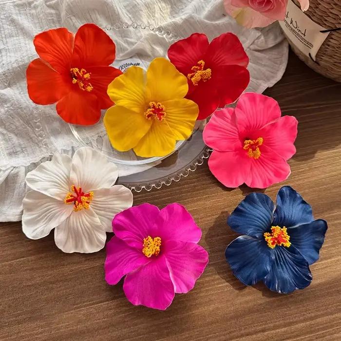Pince à cheveux en forme d'hibiscus artificiel pour femmes