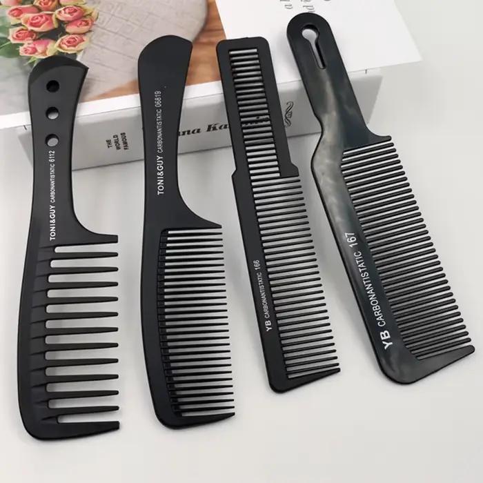 Peigne de coupe de cheveux plat noir à dents larges pour hommes