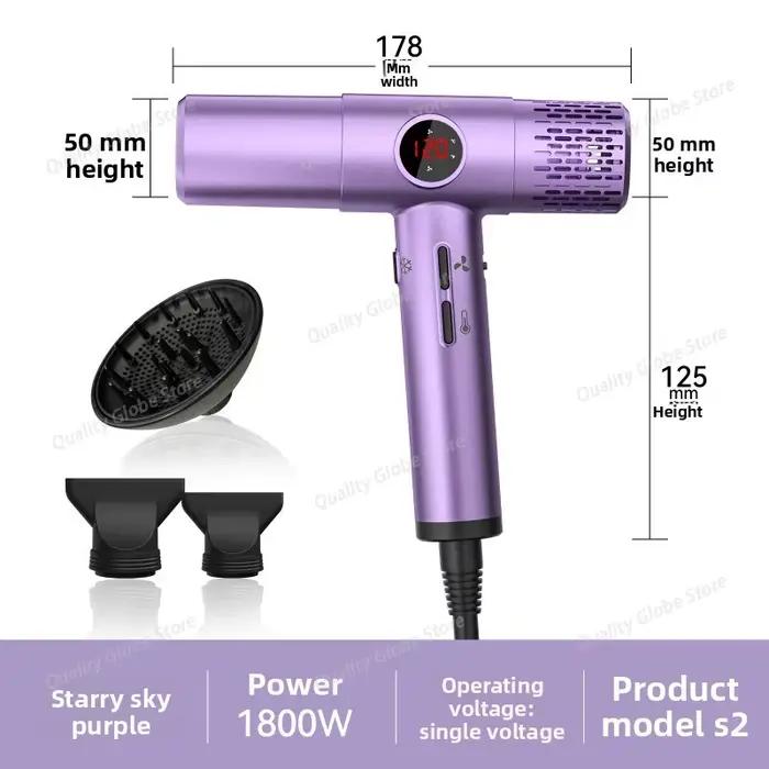 Sèche-cheveux haute vitesse 1800 W avec écran LCD