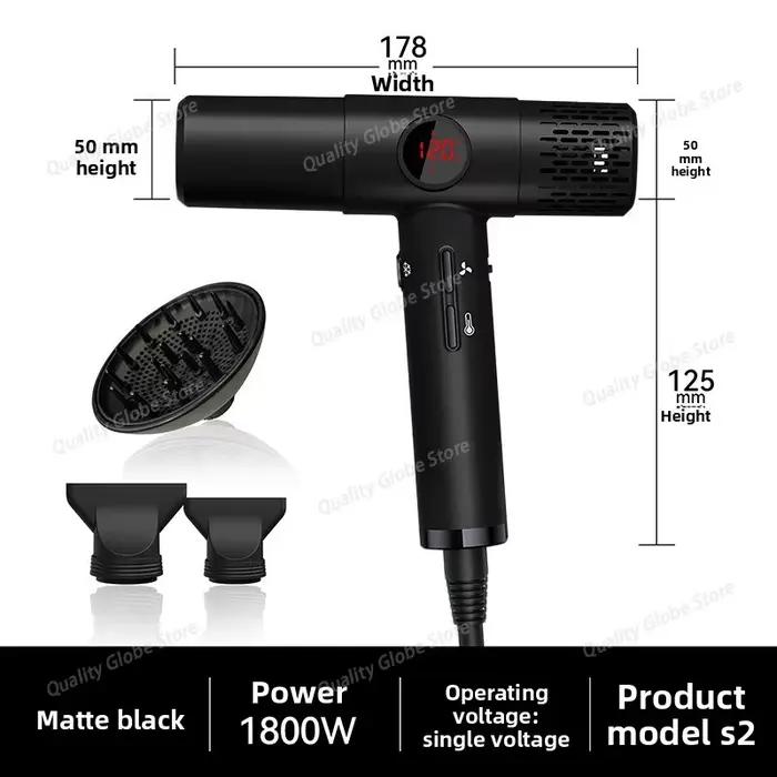Sèche-cheveux haute vitesse 1800 W avec écran LCD