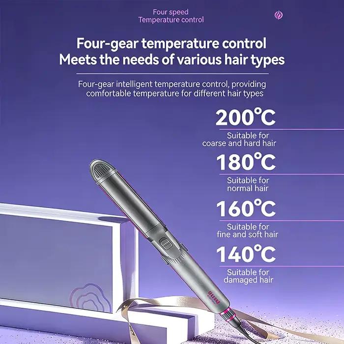 KM-1397 Fer à lisser et à boucler 4-en-1 pour femme, avec fonction de frisure et de coiffage, température réglable