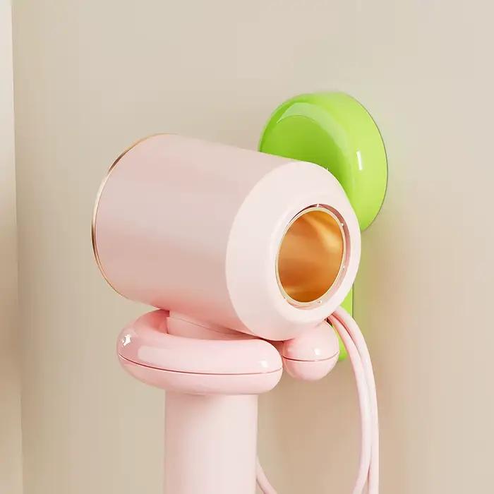 UFORU Support mural pour sèche-cheveux, organisateur de salle de bain domestique sans perçage, à ventouse, Dopamine Organizer