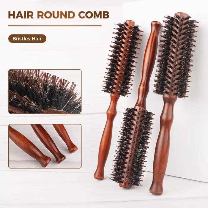 Brosse à rouler ronde avec manche en bois