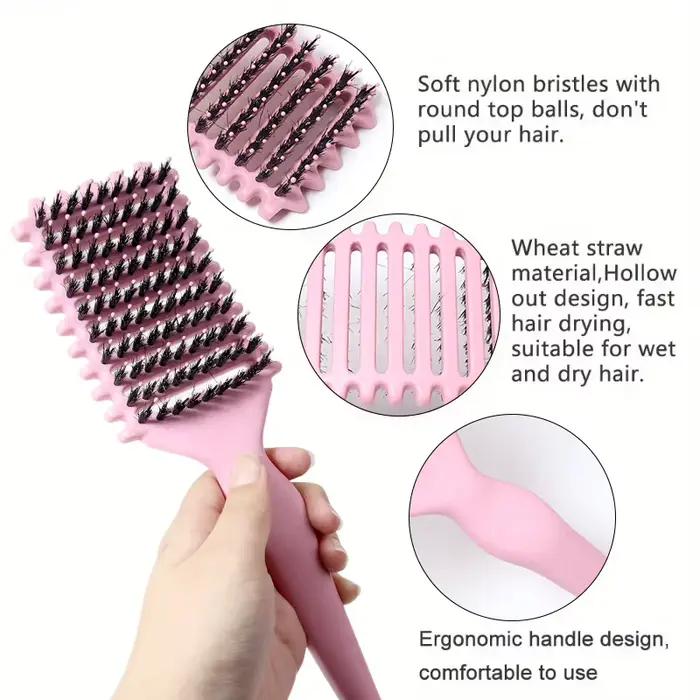 Brosse Définition Boucles 3-en-1 Démêlante Anti-Frisottis pour Cheveux