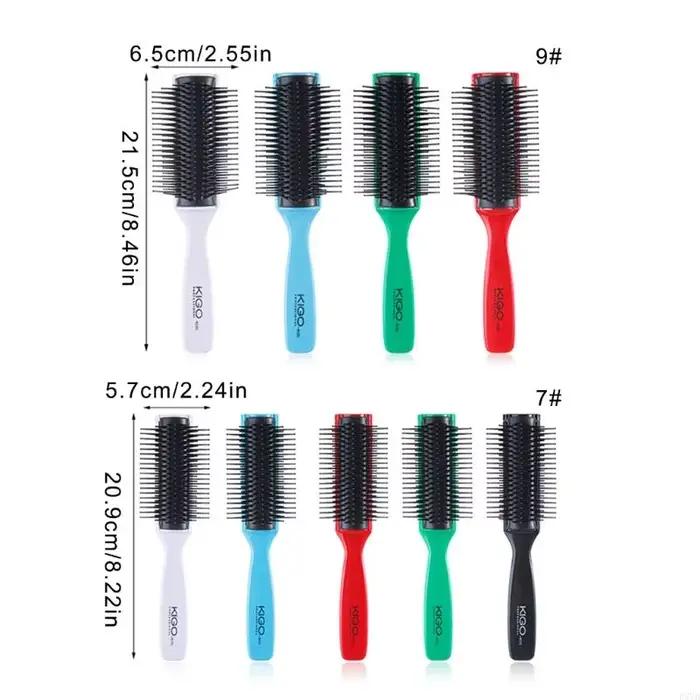Brosse à cheveux ronde à 9 lignes légères pour lisse des performances anti-statiques pour le salon l'utilisation
