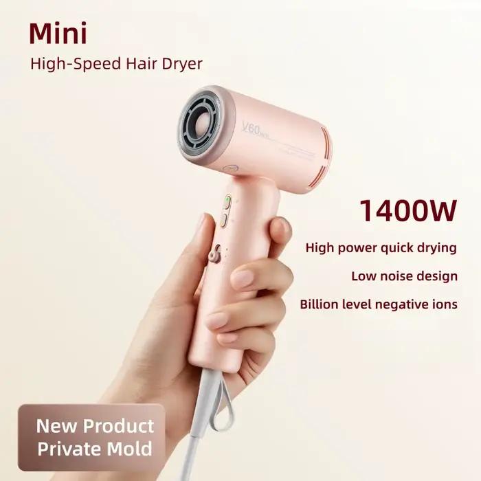 Mini sèche-cheveux haute vitesse avec forte puissance de ventilation