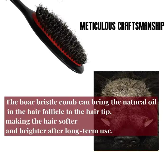 Brosse à cheveux en poils de sanglier avec manche en bois