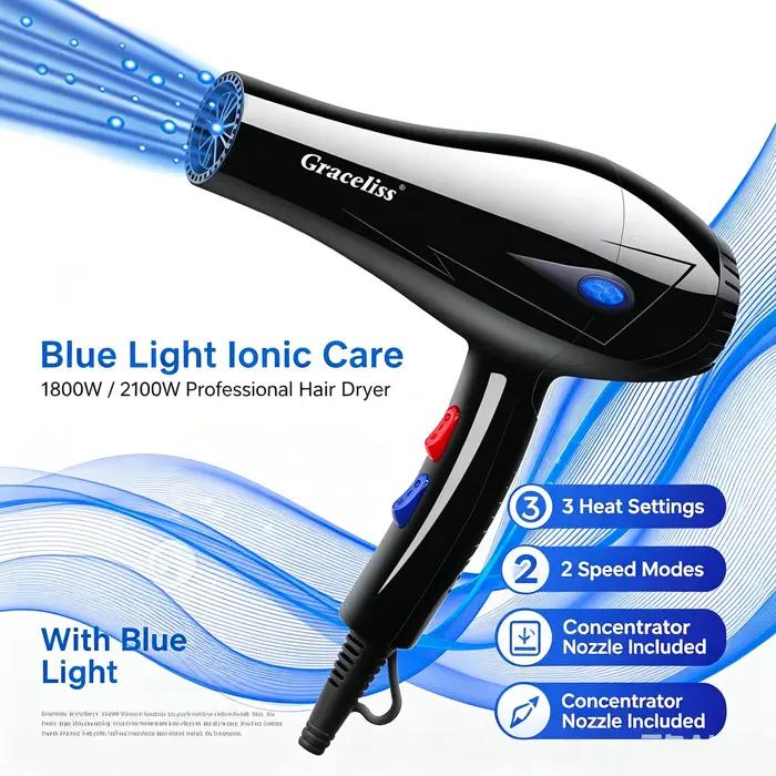 Sèche-cheveux professionnel 1800W