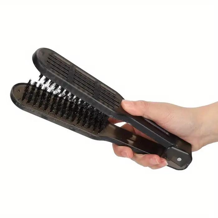 Brosse à pince, Double brosse pour lisser les cheveux